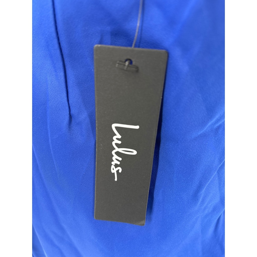 Lulu's Royal Blue Satin Halter Mini Dress - Picture 10 of 12